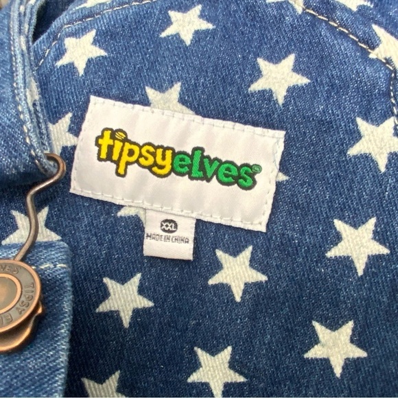 TIPSY Elves Women’s Size XXL Freedom Denim  Overalls/American Flag, 4th of July. - Picture 3 of 6